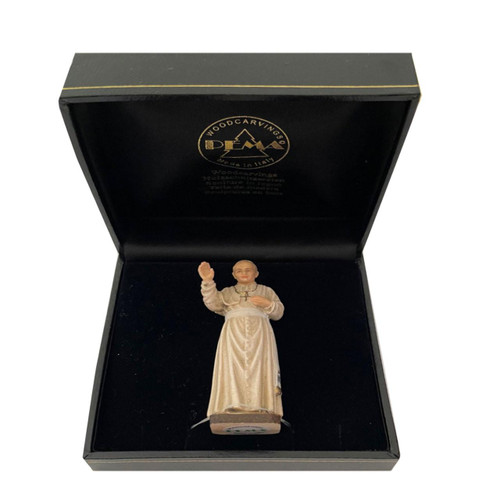 3" Wood Saint John Paul II Statue and case