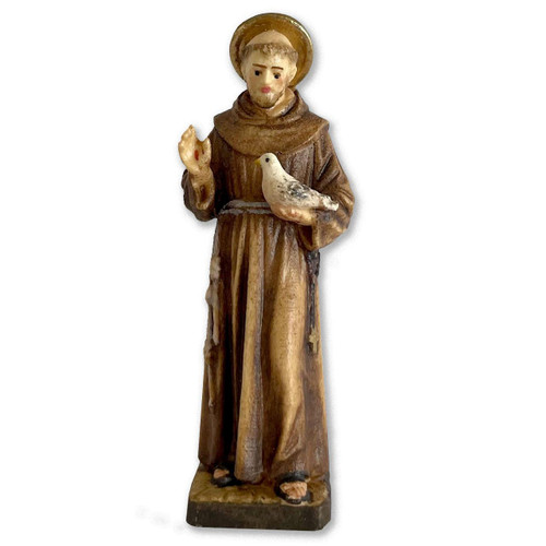 Detail of the 3"Wood Saint Francis Statue