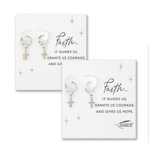 Faith Beaded Cross Earrings in either gold or silver finish - each sold separately