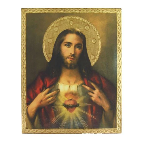 8"W x 10"H Sacred Heart of Jesus Florentine Plaque
