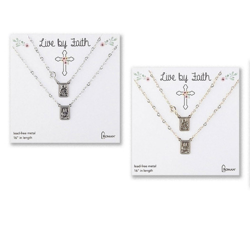 Child's Metal Scapular on Chain in either gold or silver tones - each sold separately