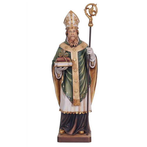 9IN Wood Saint Patrick Statue carved by Italian artisans