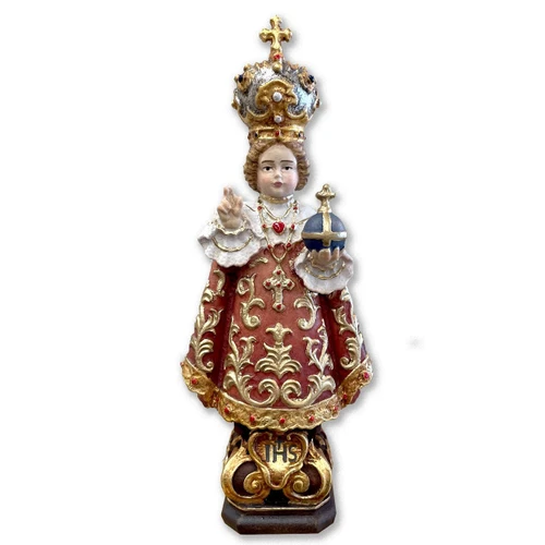 7IN Hand Carved Wood Infant of Prague Statue