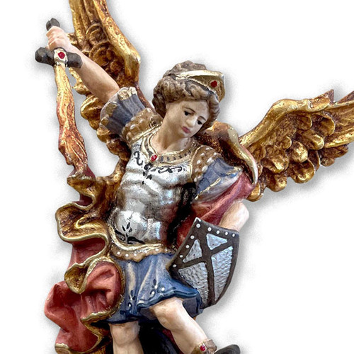 Detail of the 6-1/2" Saint Michael Statue made in Italy