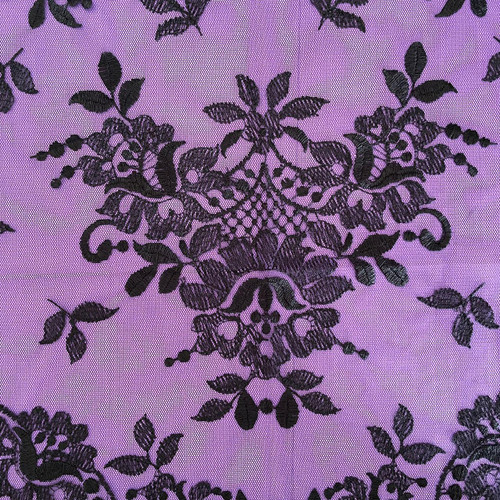 Black Chapel Veil center lace pattern (purple color is to contrast with the black to show lace patterns only)