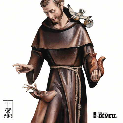 Detail image of the 390/18 Demetz St. Francis and Wolf Statue