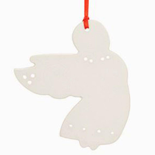 The back of the Ceramic Love Angel Ornament
