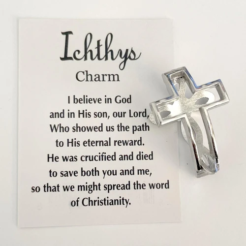 Ichthys Charm and message card that is included with your purchase