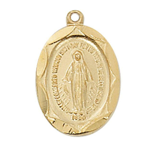 Detail of the Oval Gold Plated Miraculous Medal
