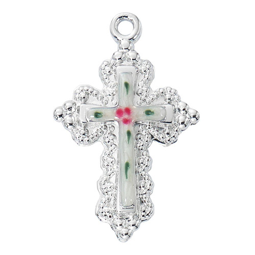 Detail of the Sterling Cloisonne Enamel Cross Necklace