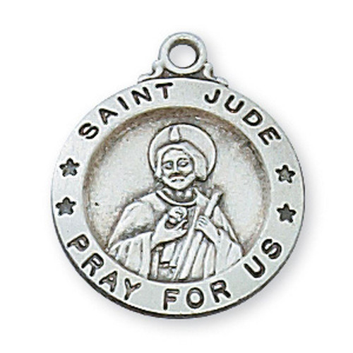 Detail of the 18IN Round St. Jude Medal Necklace