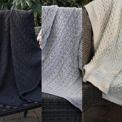 Irish Heart Wool Throw available in three colors; each sold separately