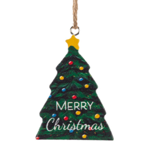 Merry Christmas Wood Ornament that is 1" thick