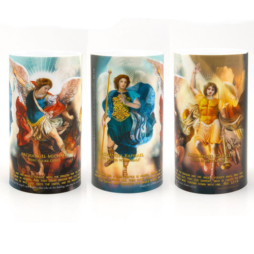 Detail of the images of Archangels Michael, Gabriel, and Raphael