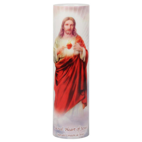 2x8 LED Sacred Heart of Jesus Candle