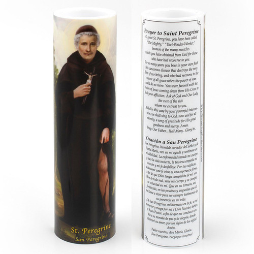 Front and Back of the 2X8 LED St. Peregrine Candle
