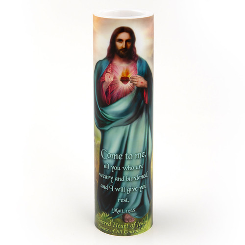 2X8 LED Sacred Heart 12 Promises Candle 2X8 LED Sacred Heart 12 Promises Candle