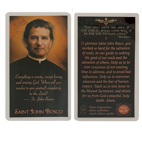 Saint John Bosco Prayer Card front and back