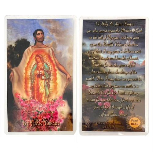 Saint Juan Diego Prayer Card front and back