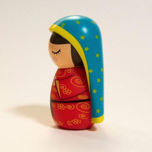 Side view of the Our Lady of Guadalupe Shining Light Doll