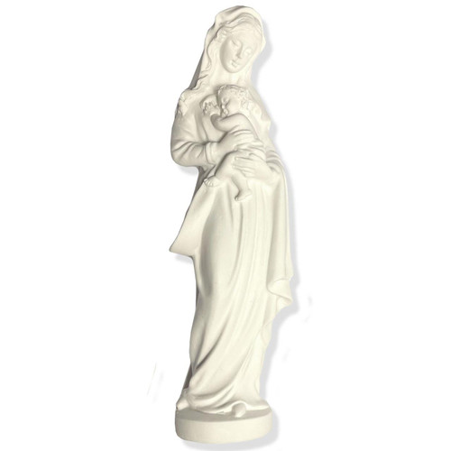White Alabaster Madonna & Child Statue