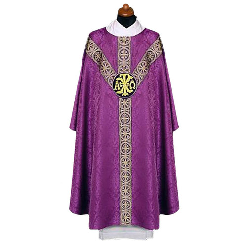 2313 Gothic Chasuble in Damask Purple