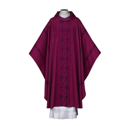 7886 Chasuble Crucis in Wool Blend Purple