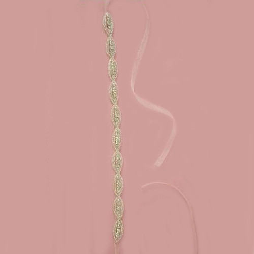 Full view of the First Communion Rhinestone Ribbon Headband