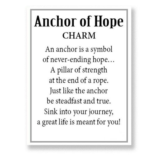 The small card included with the Anchor of Hope Charm
