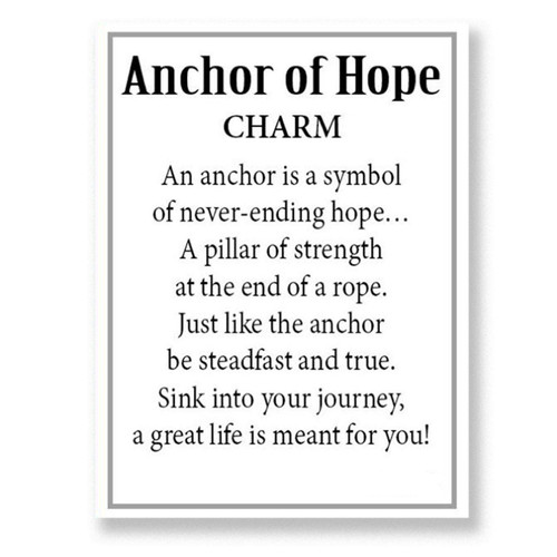 The small card included with the Anchor of Hope Charm