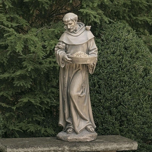 44.5IN St. Francis Statue with Feeder