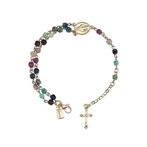 7IN Multicolor Rosary Bracelet Adjustable