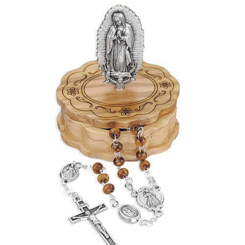 Our Lady of Guadalupe on Wood Rosary Case