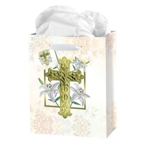 Medium Easter Lily & Cross Gift Bag