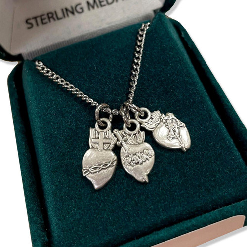 Sterling Silver Three Hearts Necklace