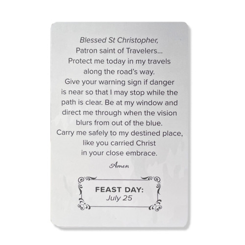 Back of the St. Christopher Prayer Card