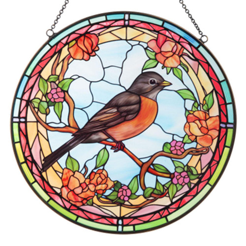 Detail of the Glass Robin Suncatcher