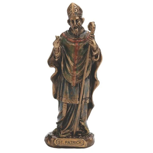 Small St. Patrick Statue with a bronzed finish