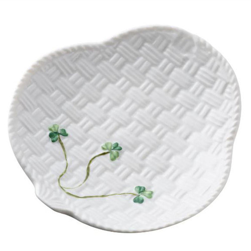 Set of 2 Belleek Shamrock Canape Plates