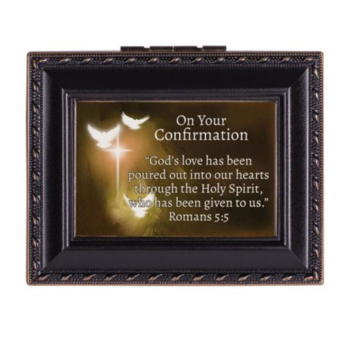 Front view of the Mini Black Confirmation Keepsake Box