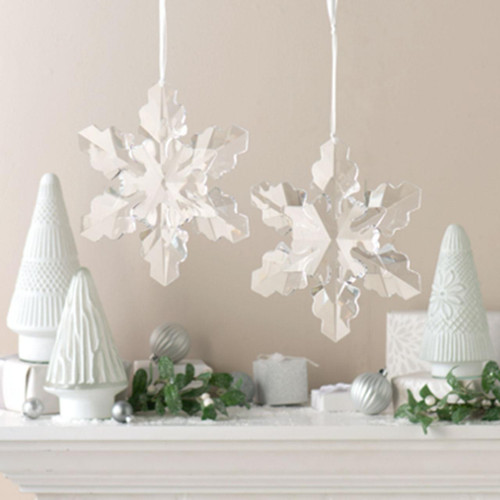 Large Snowflake Decoration shown in a display with a second snowflake. Note: this product is purchased as a single snowflake only