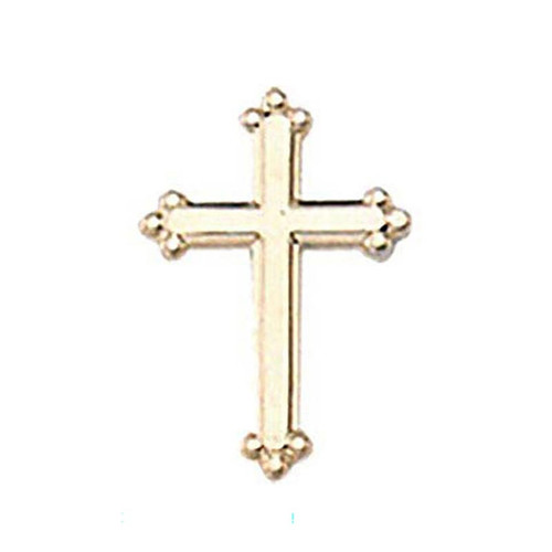 Gold Plated Budded Cross Lapel Pin