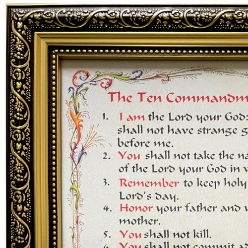 Detail of the Framed Ten Commandments Print