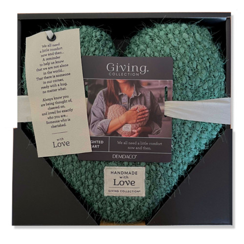 The box for The Giving Heart Pillow in Green