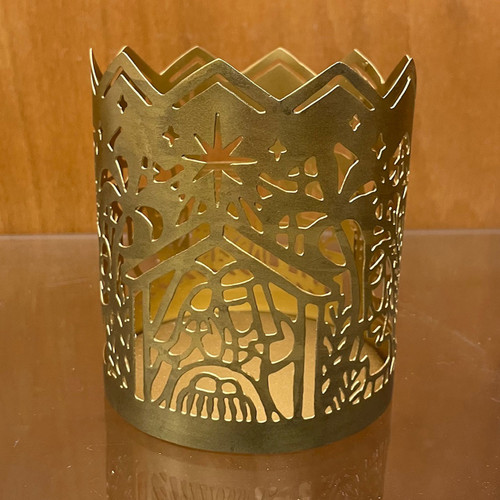Metal Nativity Candle Sleeve