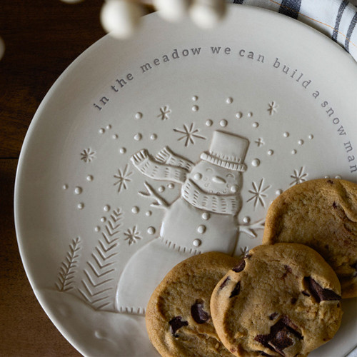 DEMDACO Snowman Cookie Plate shown with cookies on it