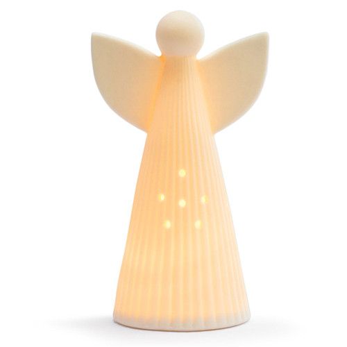 Ceramic LED Angel Figure shown with the light on