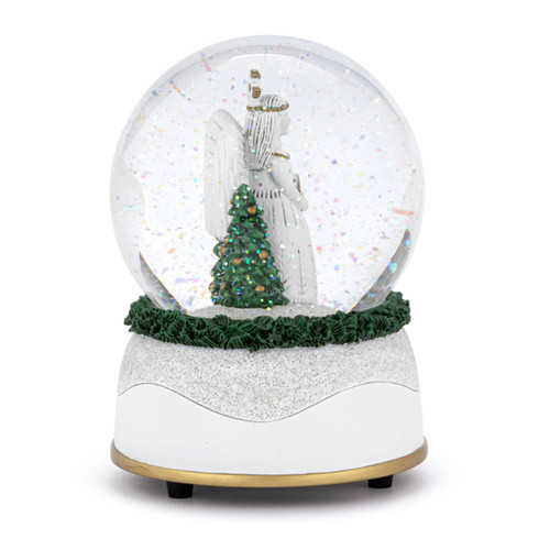 Side view of the Musical Glittery Angel Snow Globe