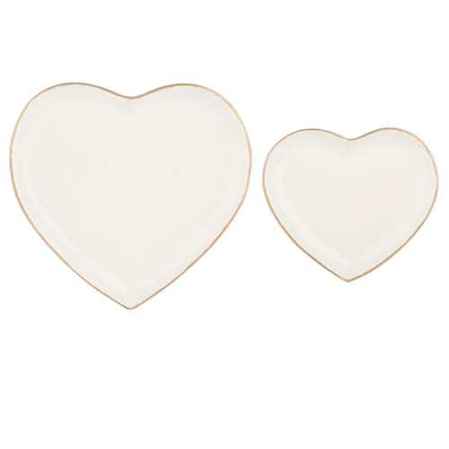 Set of 2 Ivory Heart Trays
