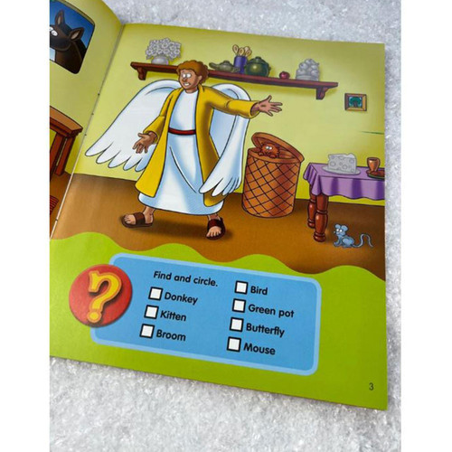 Example of the inside page of The Beginner's Bible Christmas Sticker Book